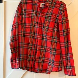 Old Navy Red and Blue Plaid Kids Button Down Shirt